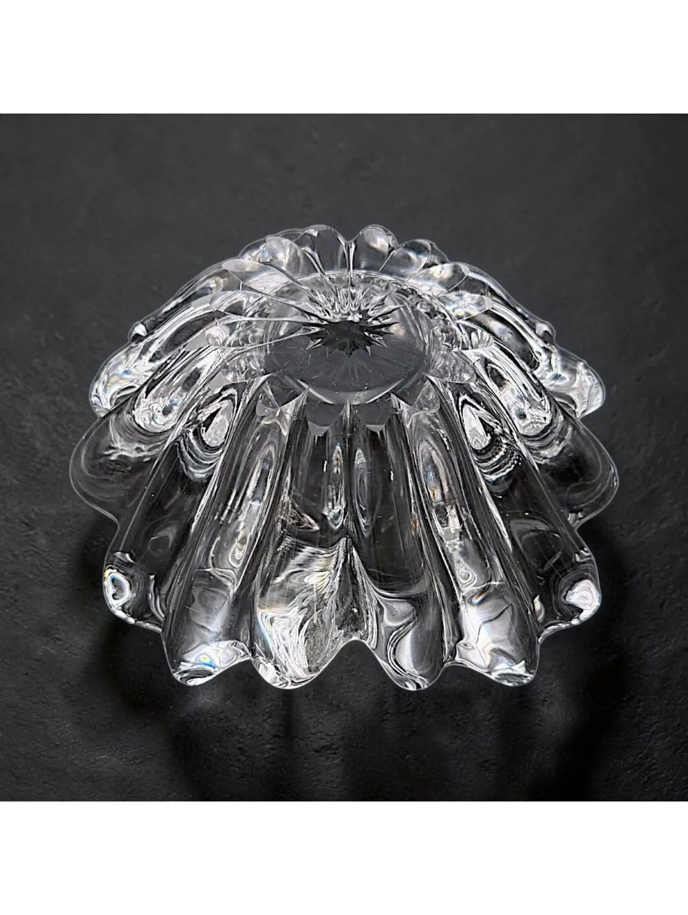 Vintage Clear Crystal Ruffled Flower Bowl 6